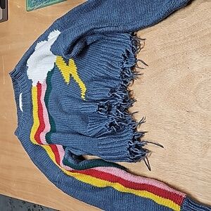 Wildfox Intarsia Cotton Handknit Rainbow XS